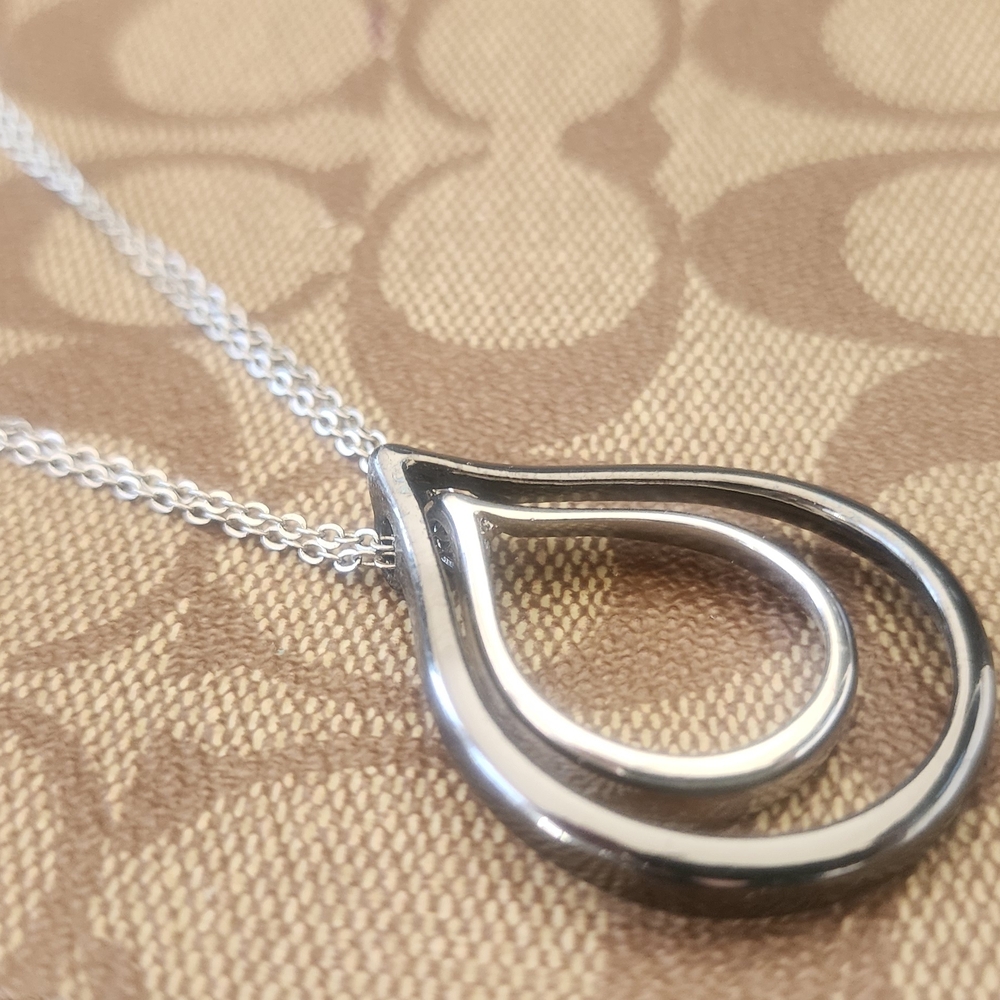 Lia Sophia Modern Silver Teardrop Pendant Necklace